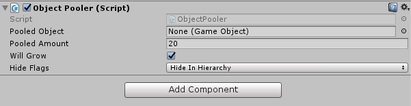 Object Pooler fields for a tracer prefab.