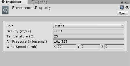 Environment settings with a strong rightward wind.