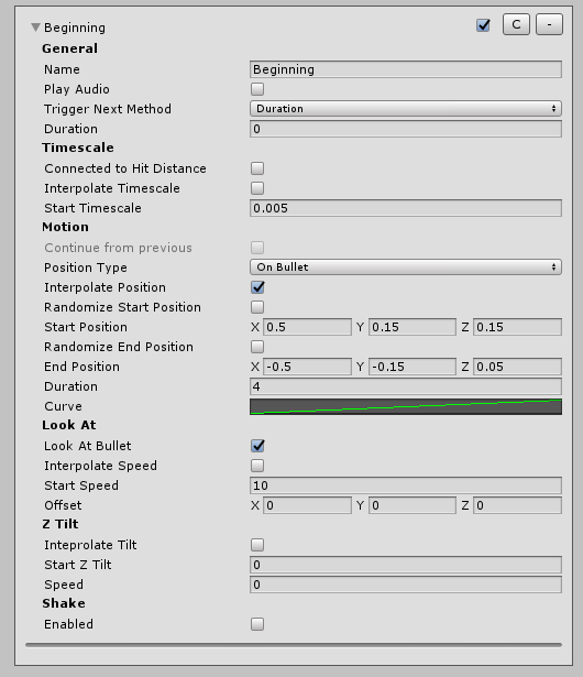 The Beginning stage with a slow virtual timescale and interpolated position.